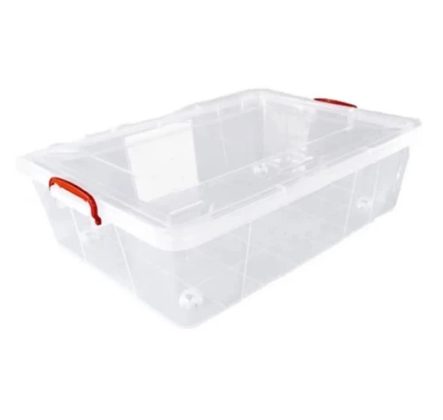 Cutie de plastic depozitare sub pat Sterk Tidy cu capac manere si roti 45L